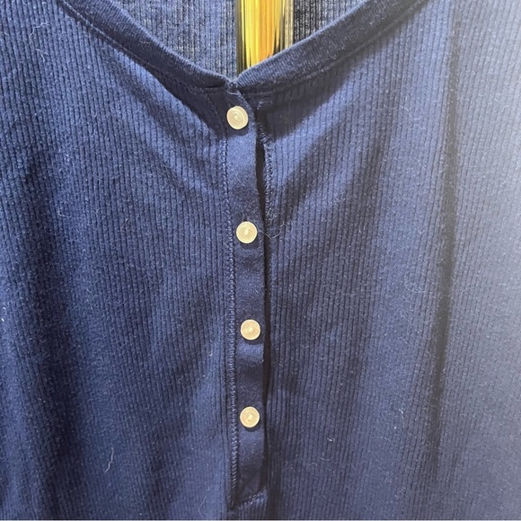 Victoria's Secret Navy Button Long Sleeve Ribbed Henley Top Small Y2K Preppy - Picture 6 of 9